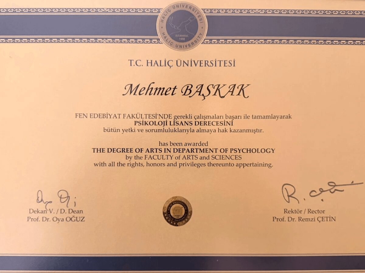 Mehmet Başkak, psikoloji, diploma, hipnoz